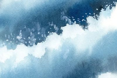 Stormy blue ocean water color. poster print