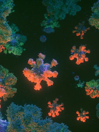 Neon Coral Bloom Abstract Poster. poster