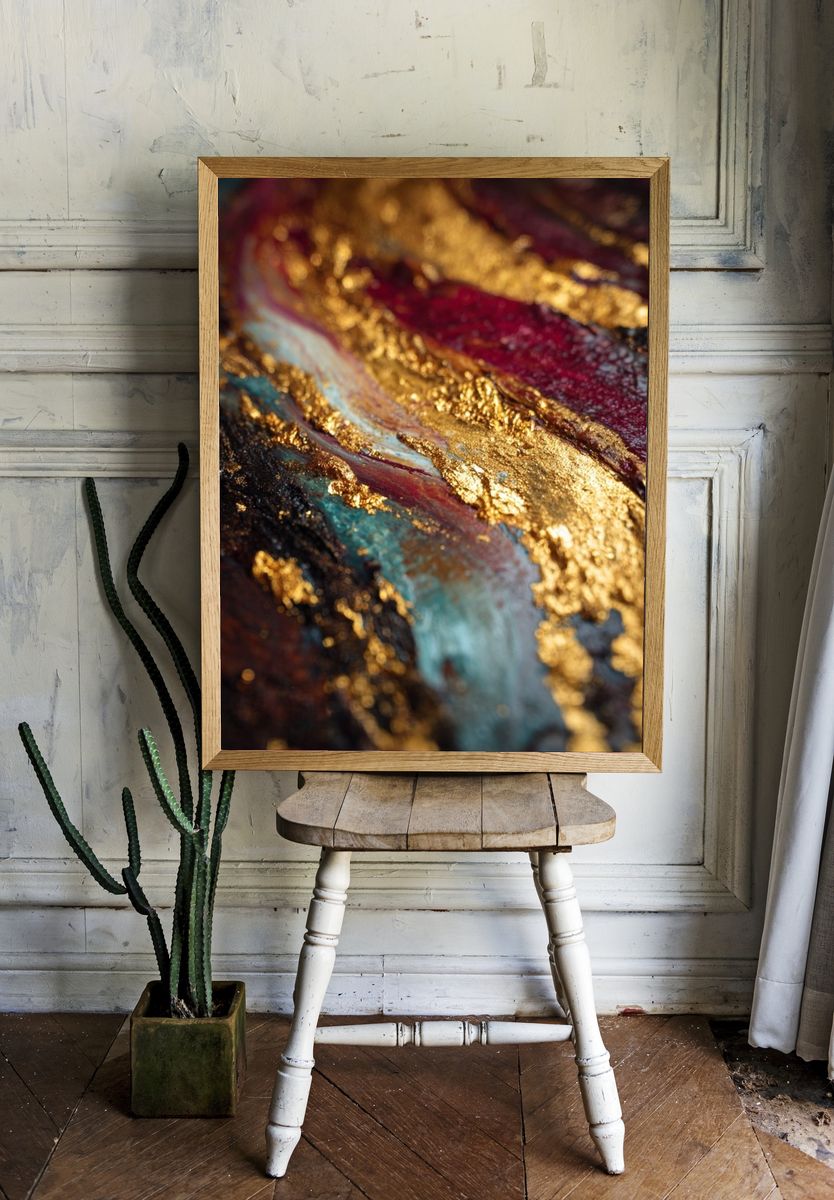 Gilded Abstract Flow Poster. room preview