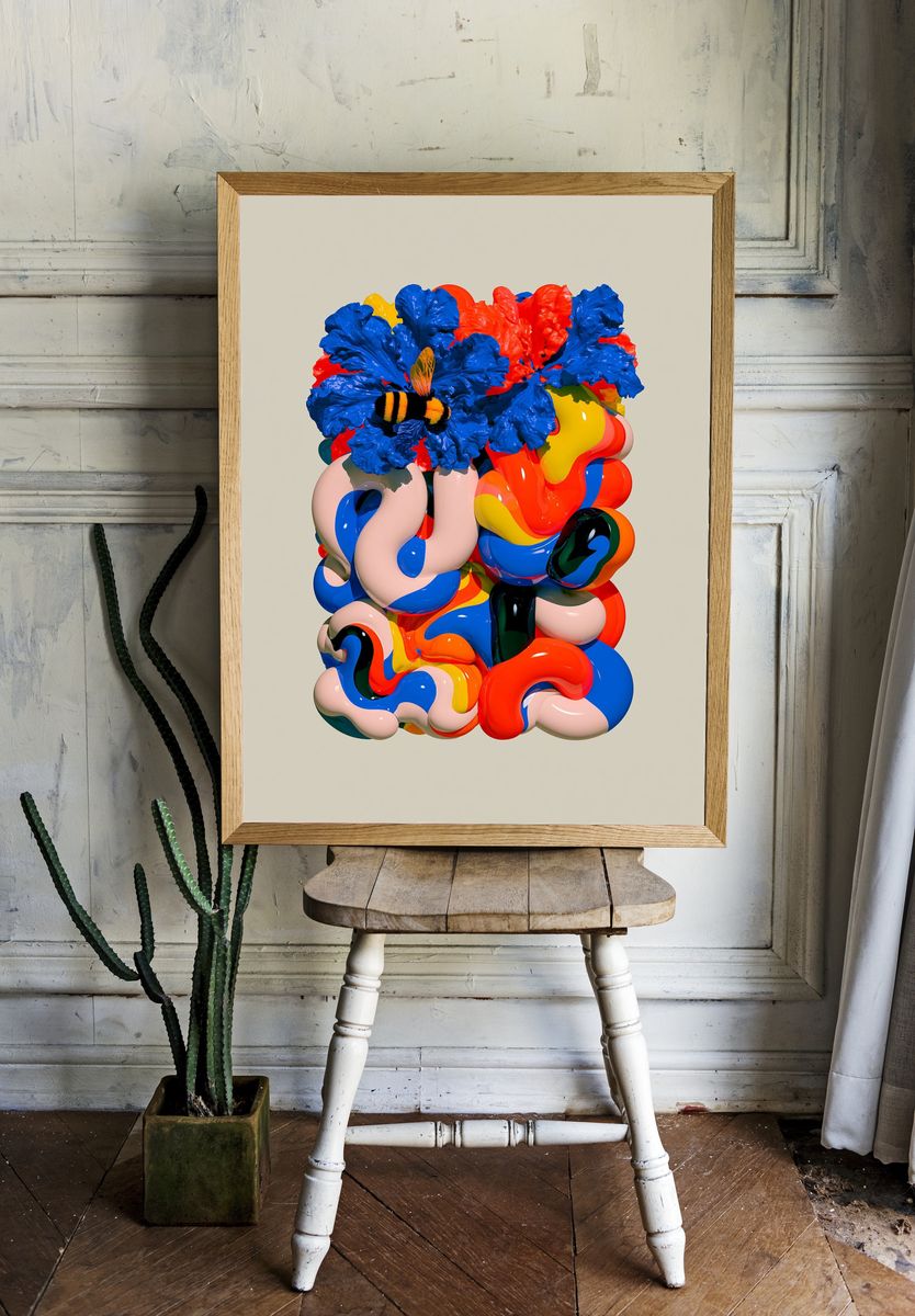 Abstract Floral Sculpture Poster. — room view 1
