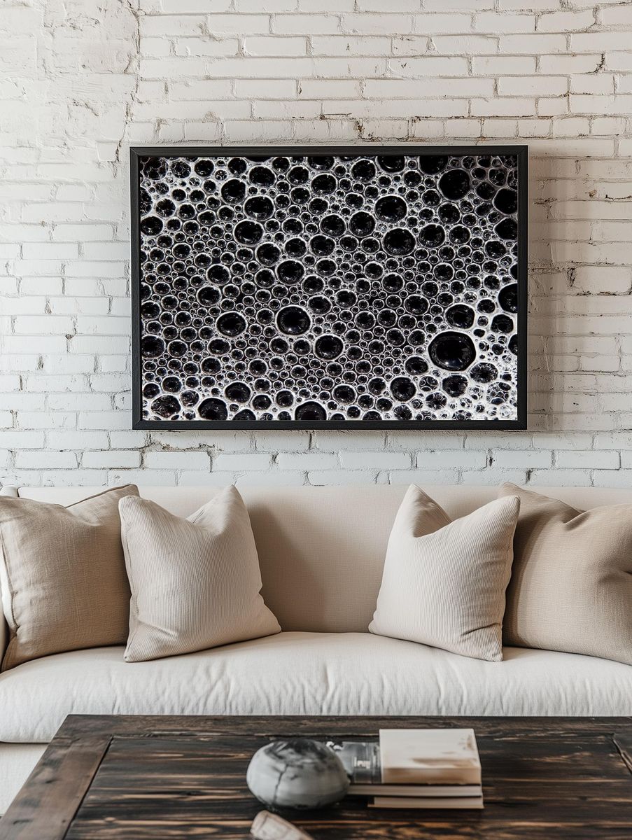 Monochrome Bubble Texture Poster room preview