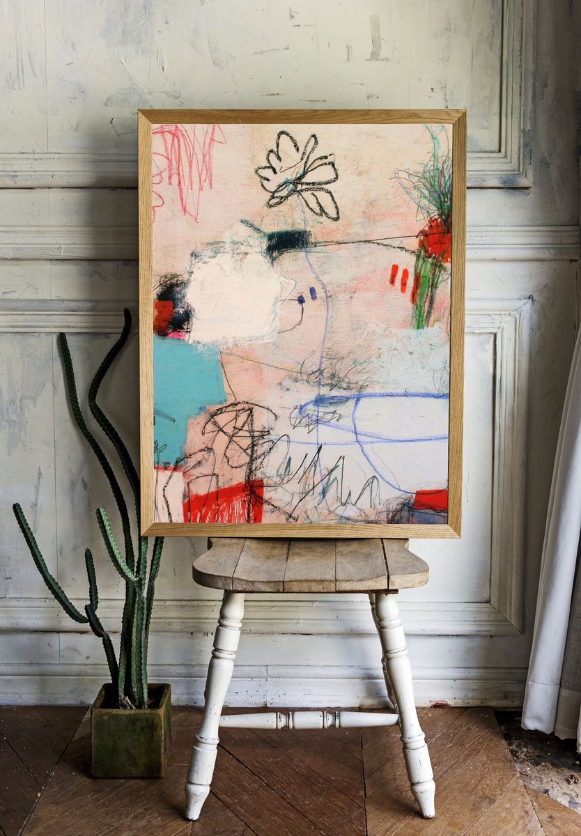 Abstract Scribble Colorfield Poster. — room view 1