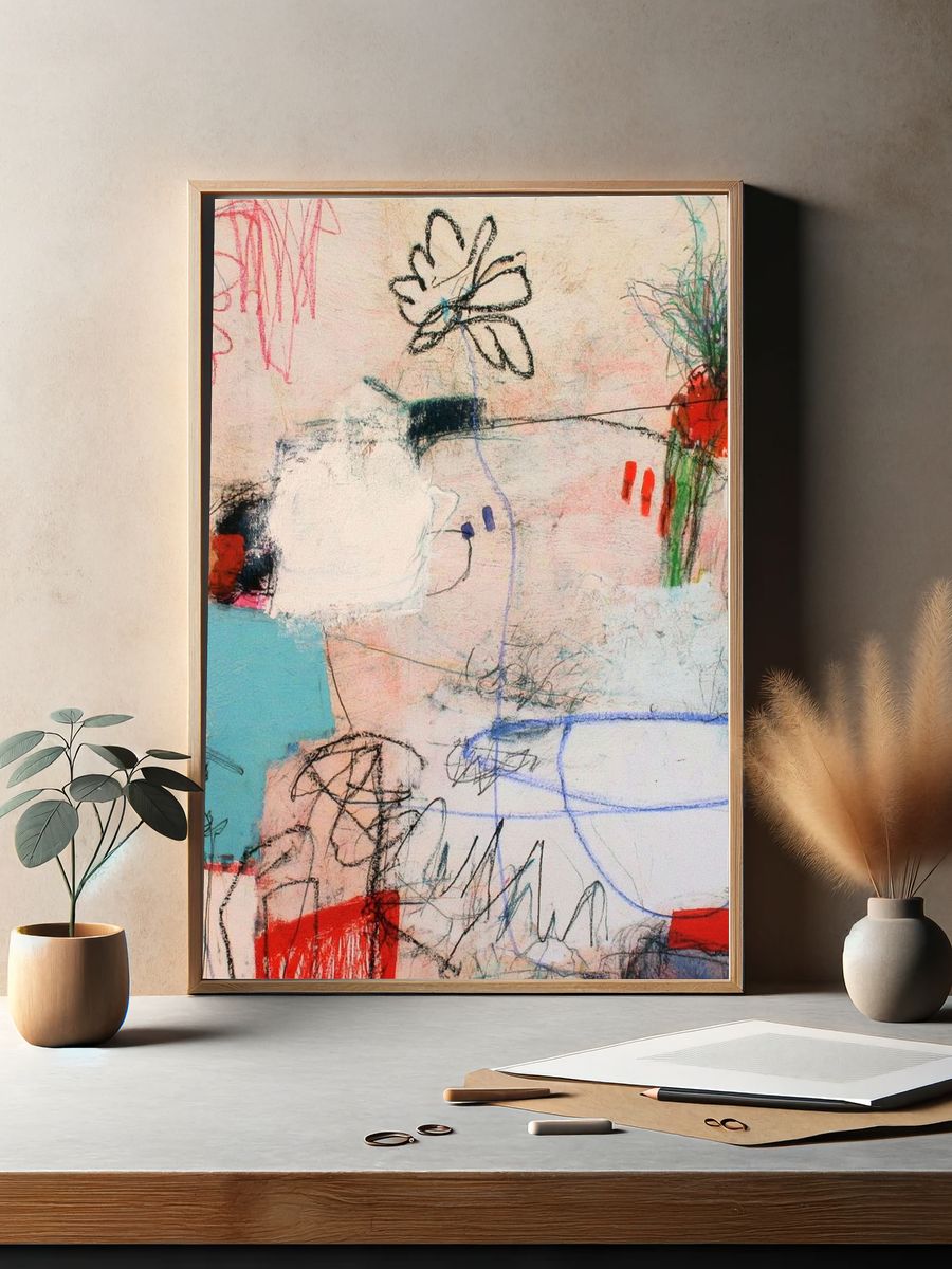 Abstract Scribble Colorfield Poster. — room view 2