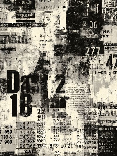 Grunge Number Collage Poster. poster print