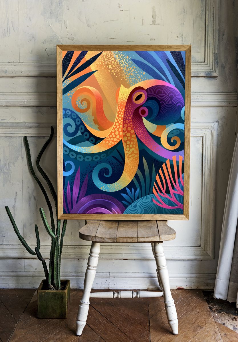Abstract Coral Reef Poster. room preview