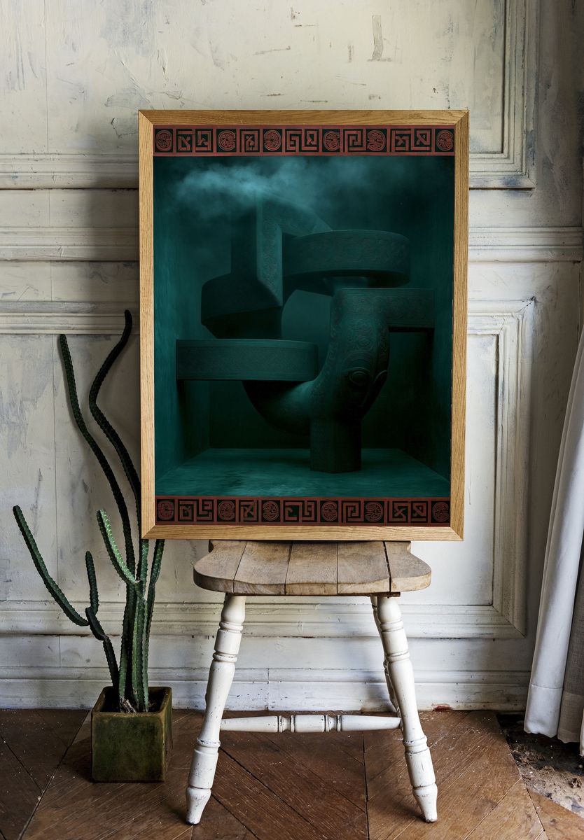 Celtic Spiral Abstract Print. — room view 1