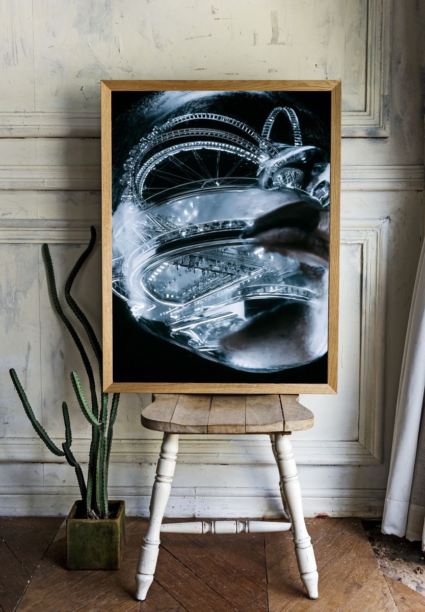 Futuristic Chrome Spiral Poster. room preview