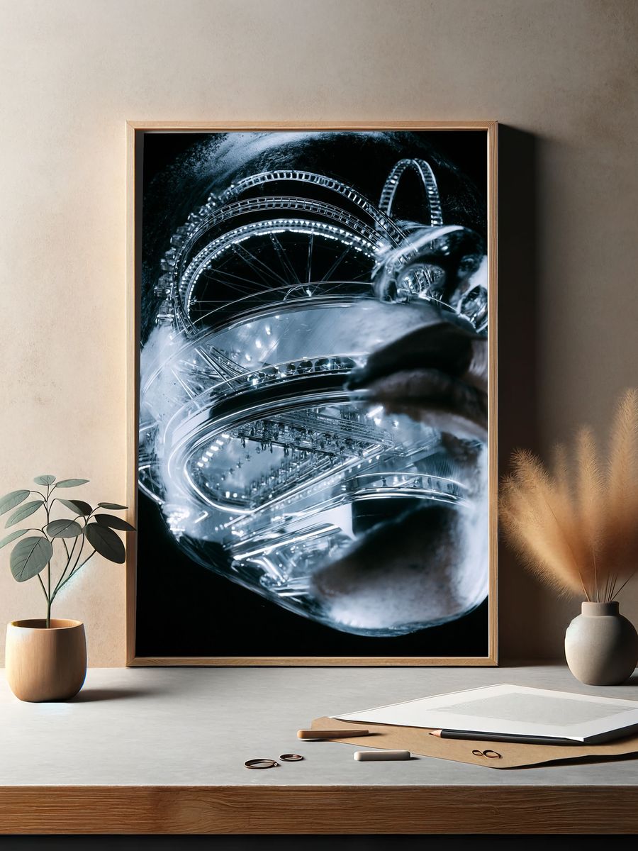Futuristic Chrome Spiral Poster. — room view 2