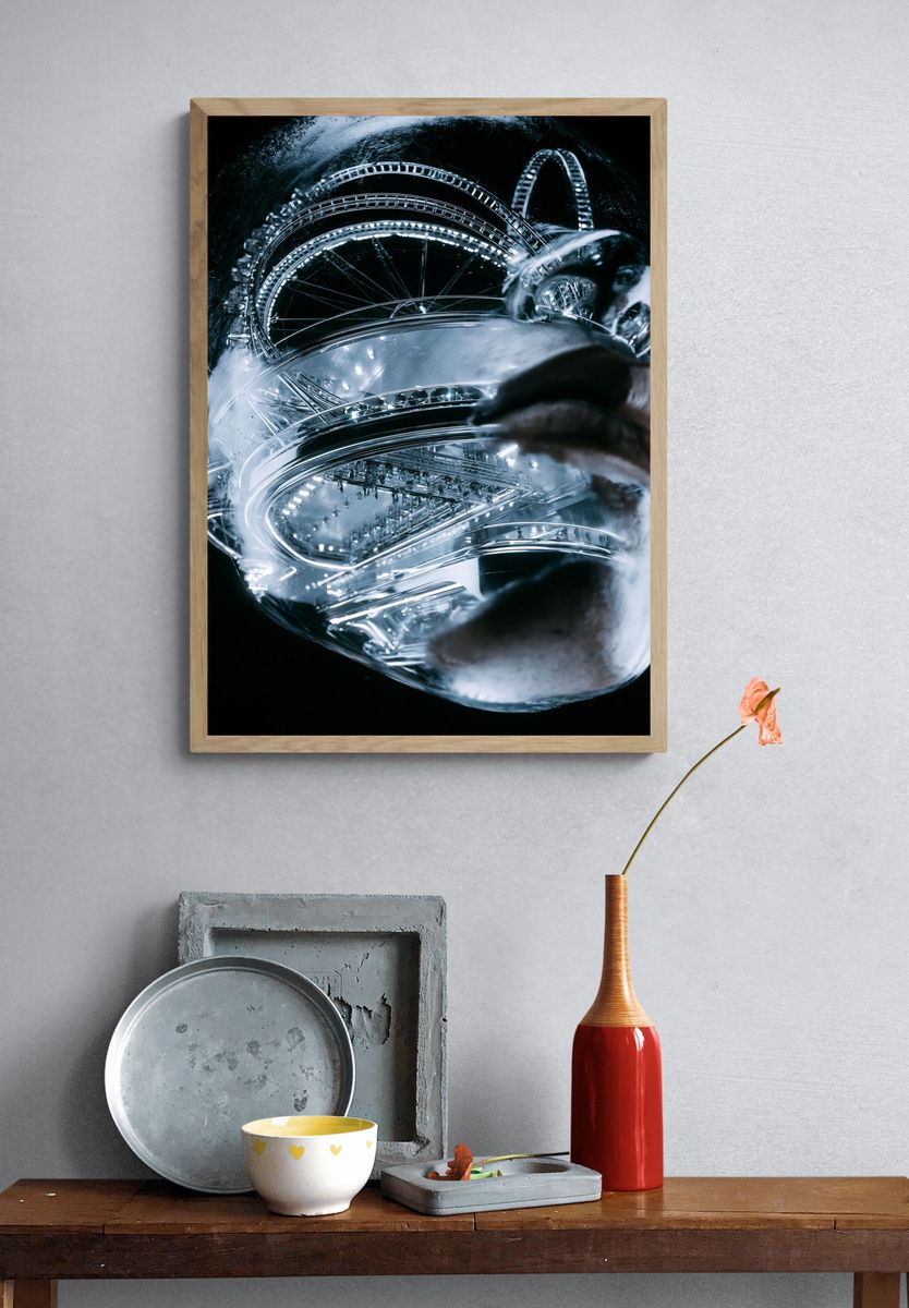 Futuristic Chrome Spiral Poster. — room view 3