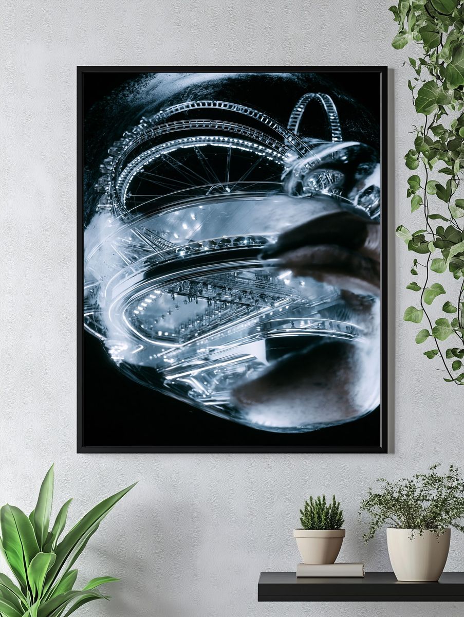 Futuristic Chrome Spiral Poster. — room view 4