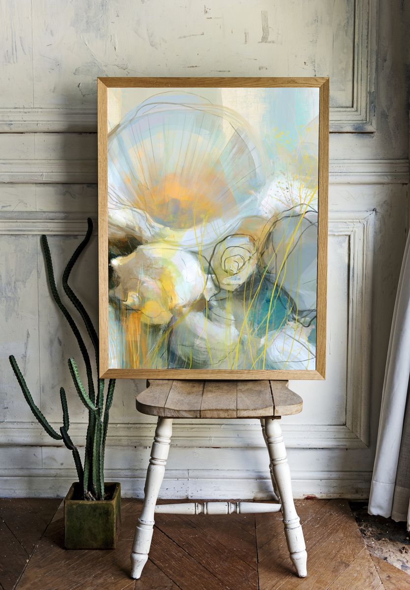 Soft Bloom Abstract Print. — room view 1