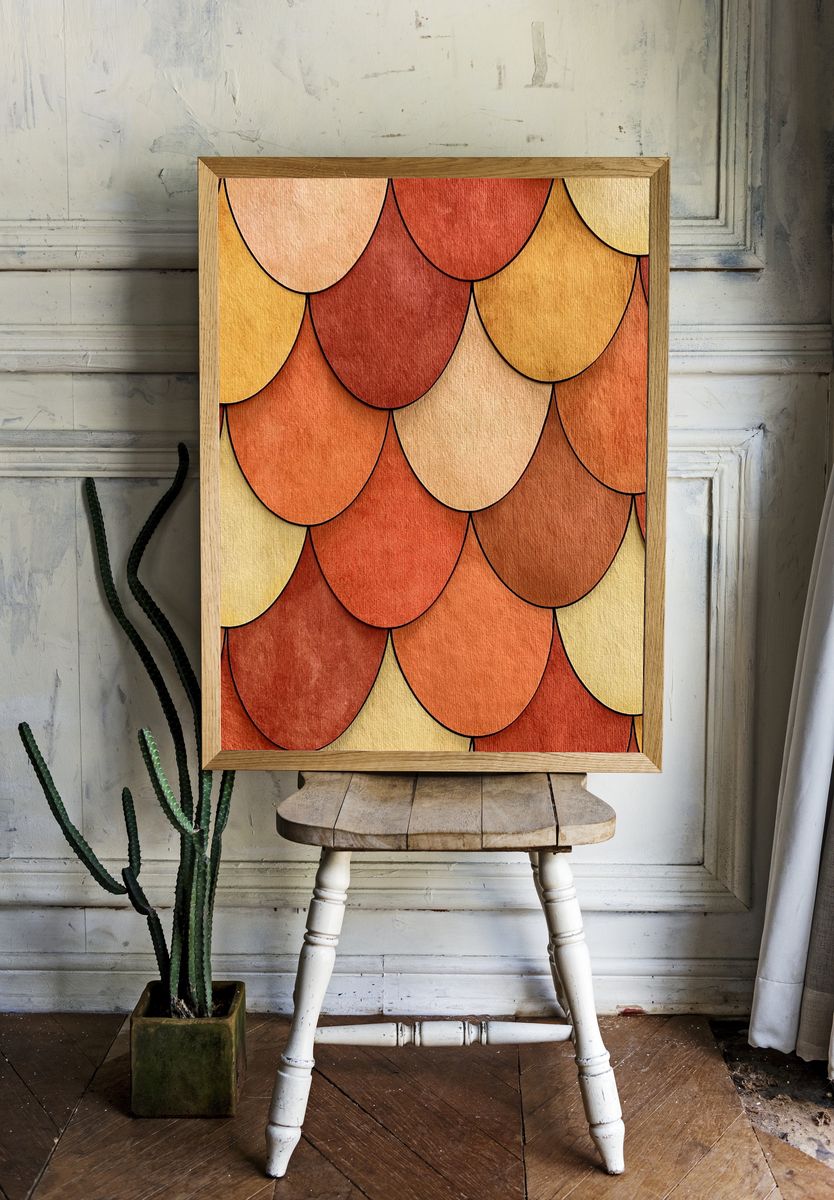 Autumn Scallop Abstract Poster. — room view 1
