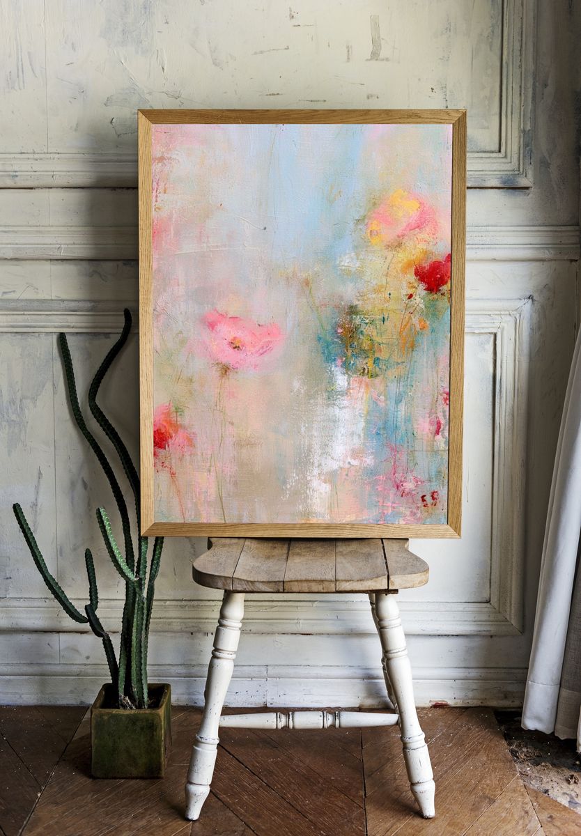Pastel Floral Abstract Poster. — room view 1