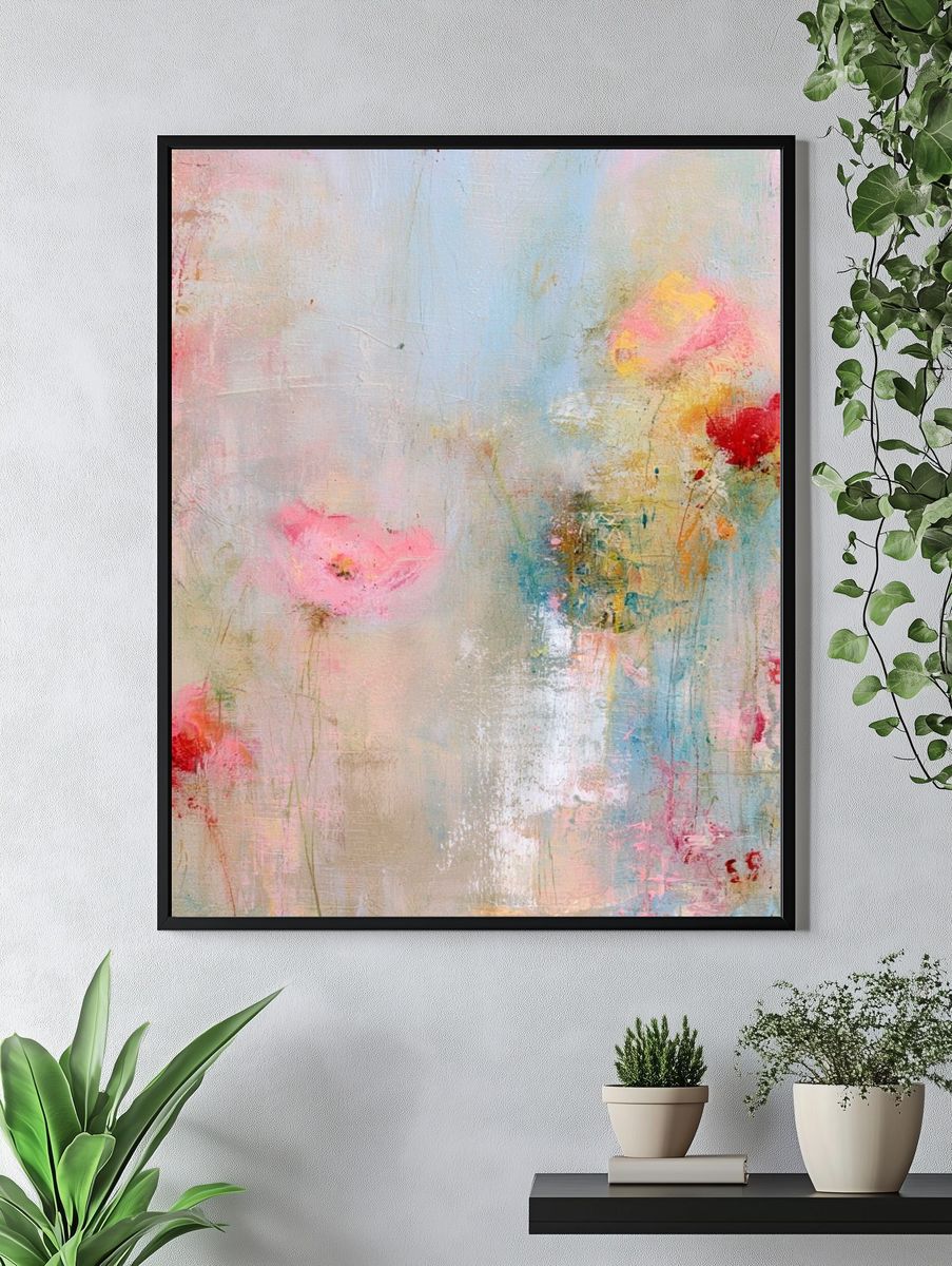 Pastel Floral Abstract Poster. — room view 4