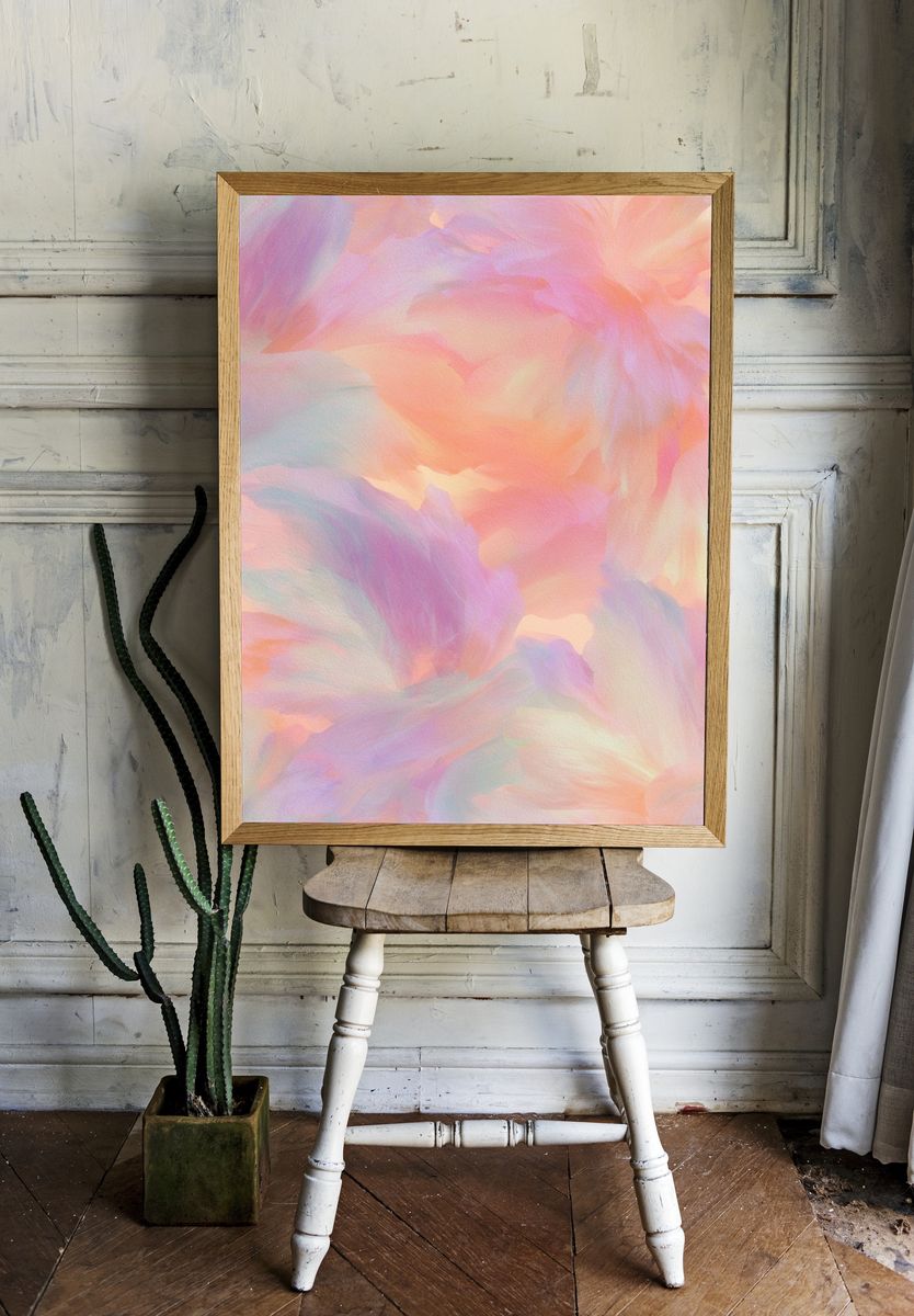 Pastel Cloud Bloom Abstract Poster. — room view 1