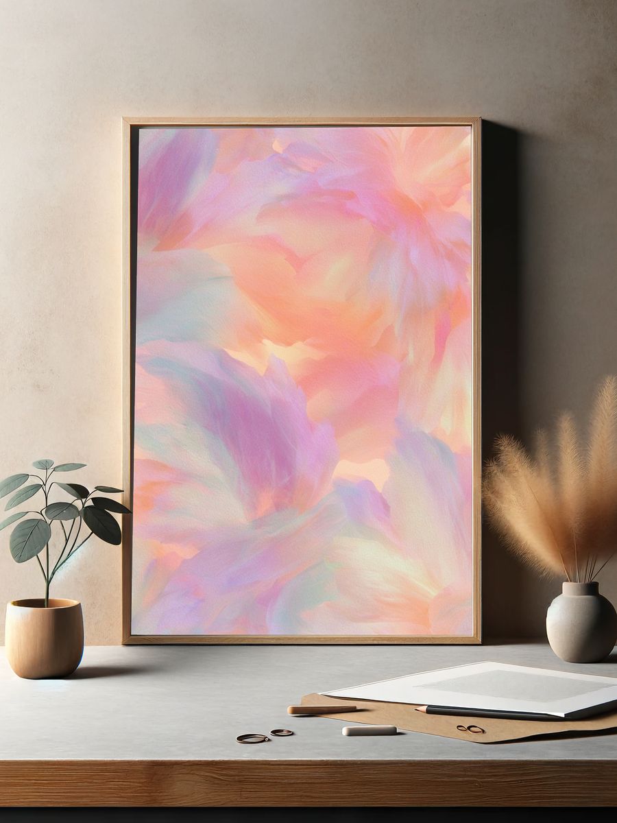 Pastel Cloud Bloom Abstract Poster. — room view 2