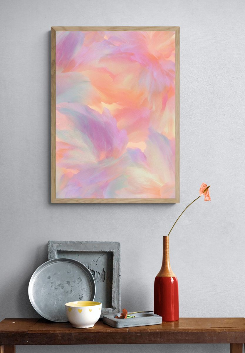 Pastel Cloud Bloom Abstract Poster. — room view 3