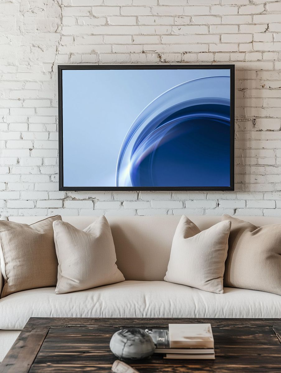 Blue Arc Abstract Poster. room preview