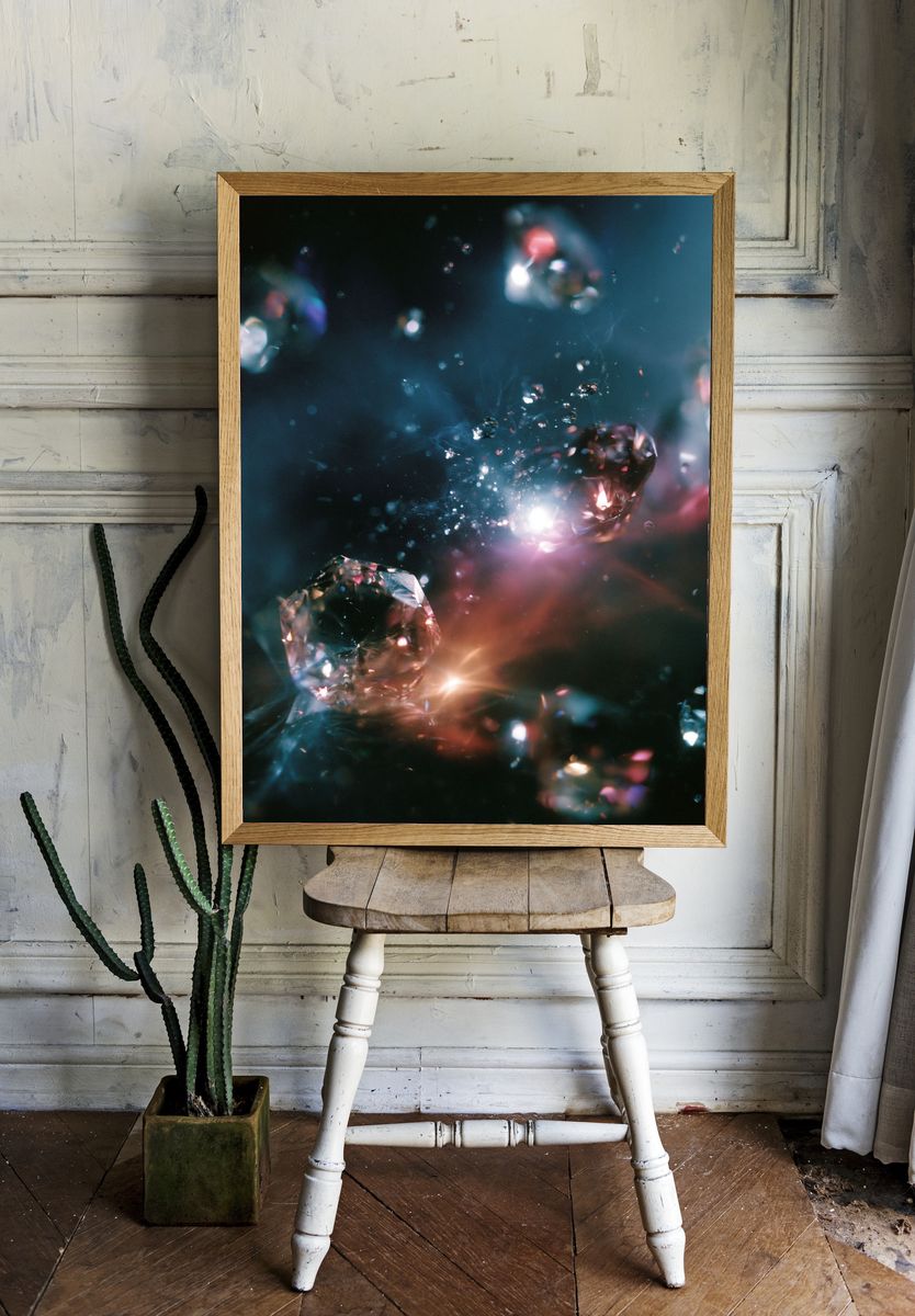Prismatic Crystal Glow Abstract Poster. — room view 1