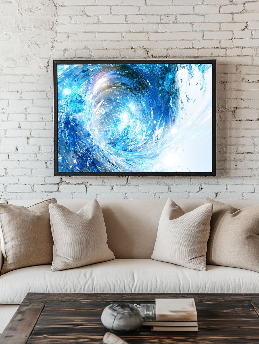 Blue Energy Swirl Abstract Poster. room preview