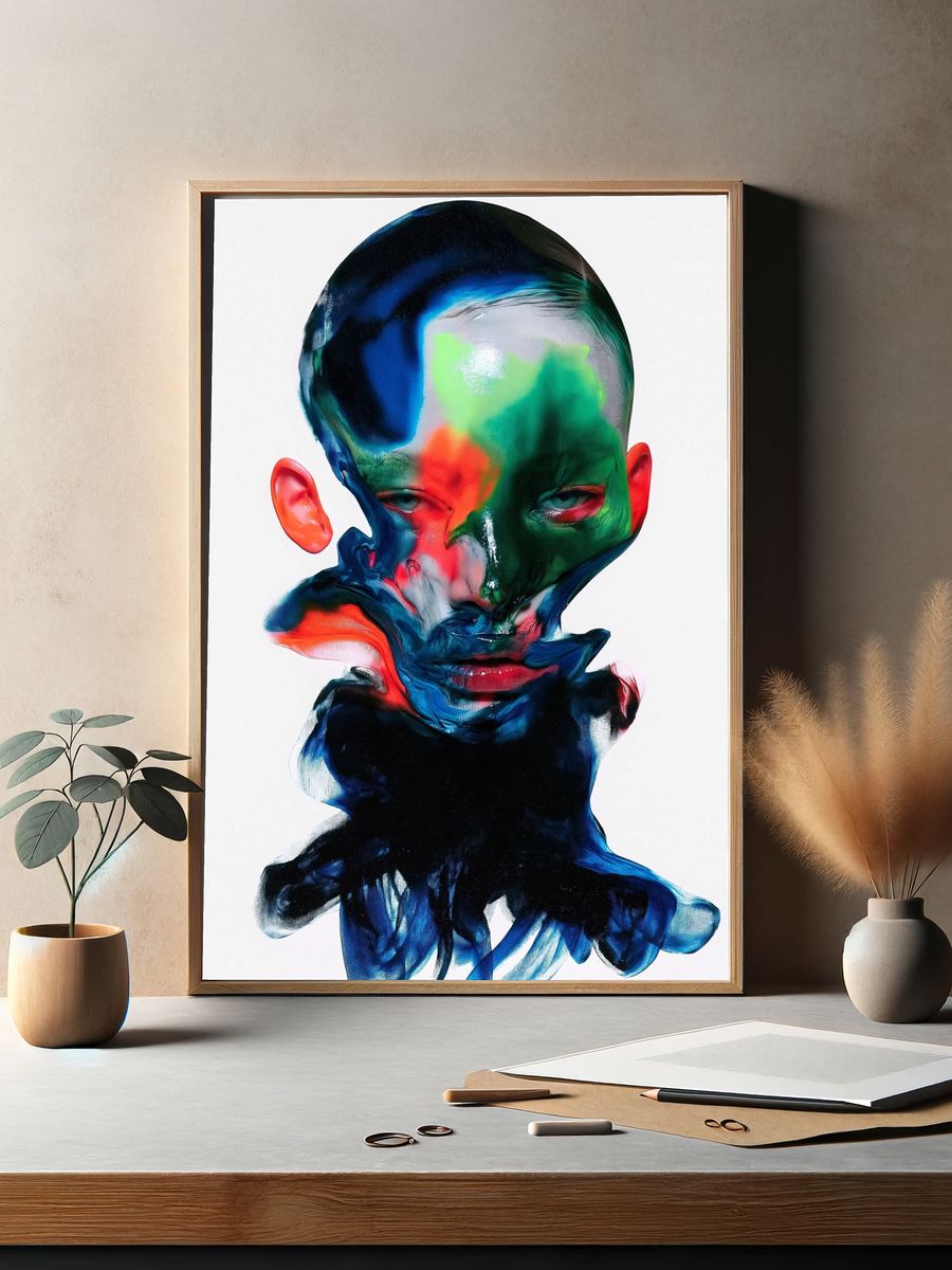 Abstract Neon Face Print. — room view 2