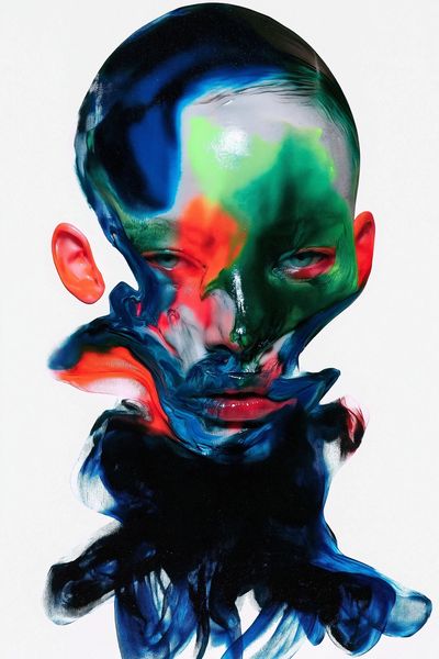 Abstract Neon Face Print. poster
