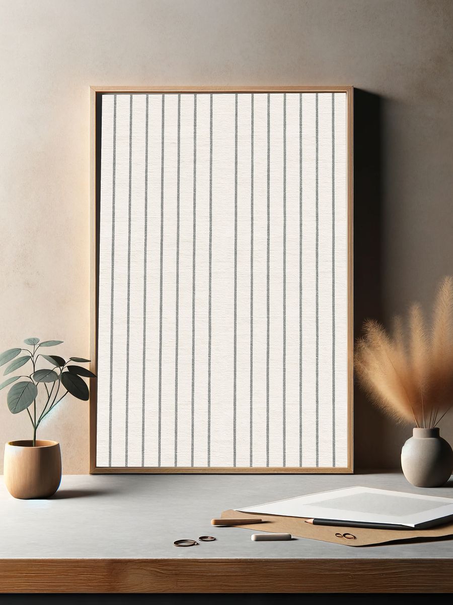Neutral Striped Textile Poster. — room view 2