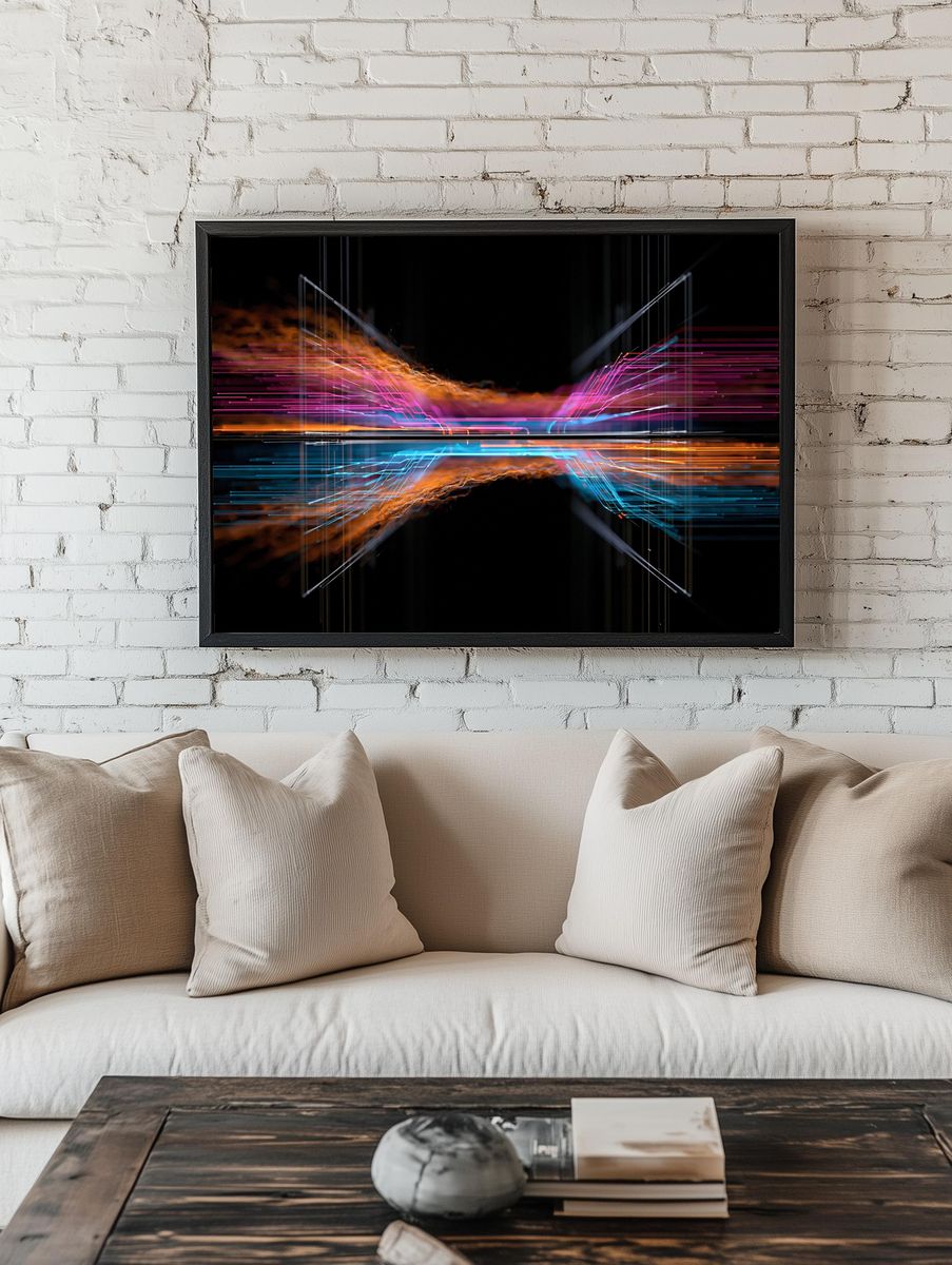 Neon Energy Flow Abstract Poster. — room view 1