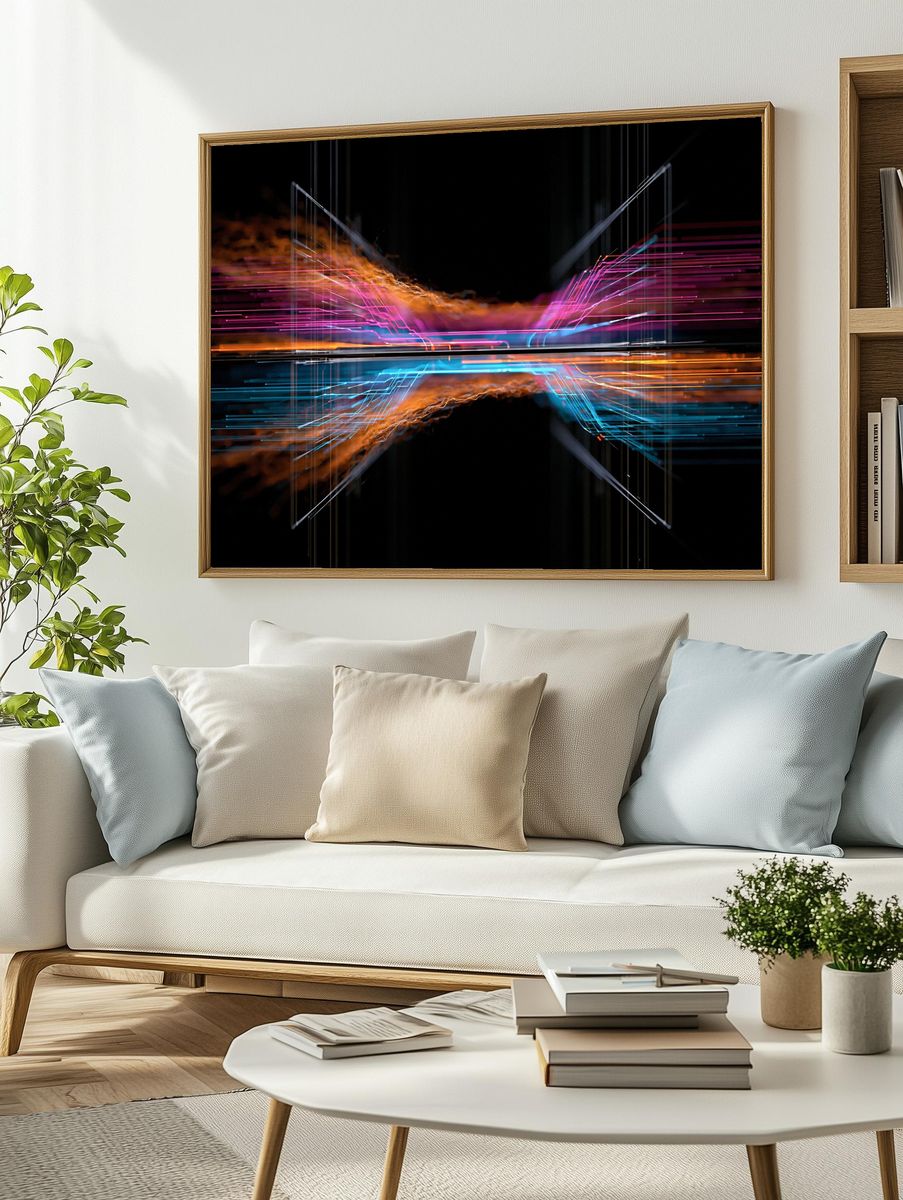 Neon Energy Flow Abstract Poster. — room view 2
