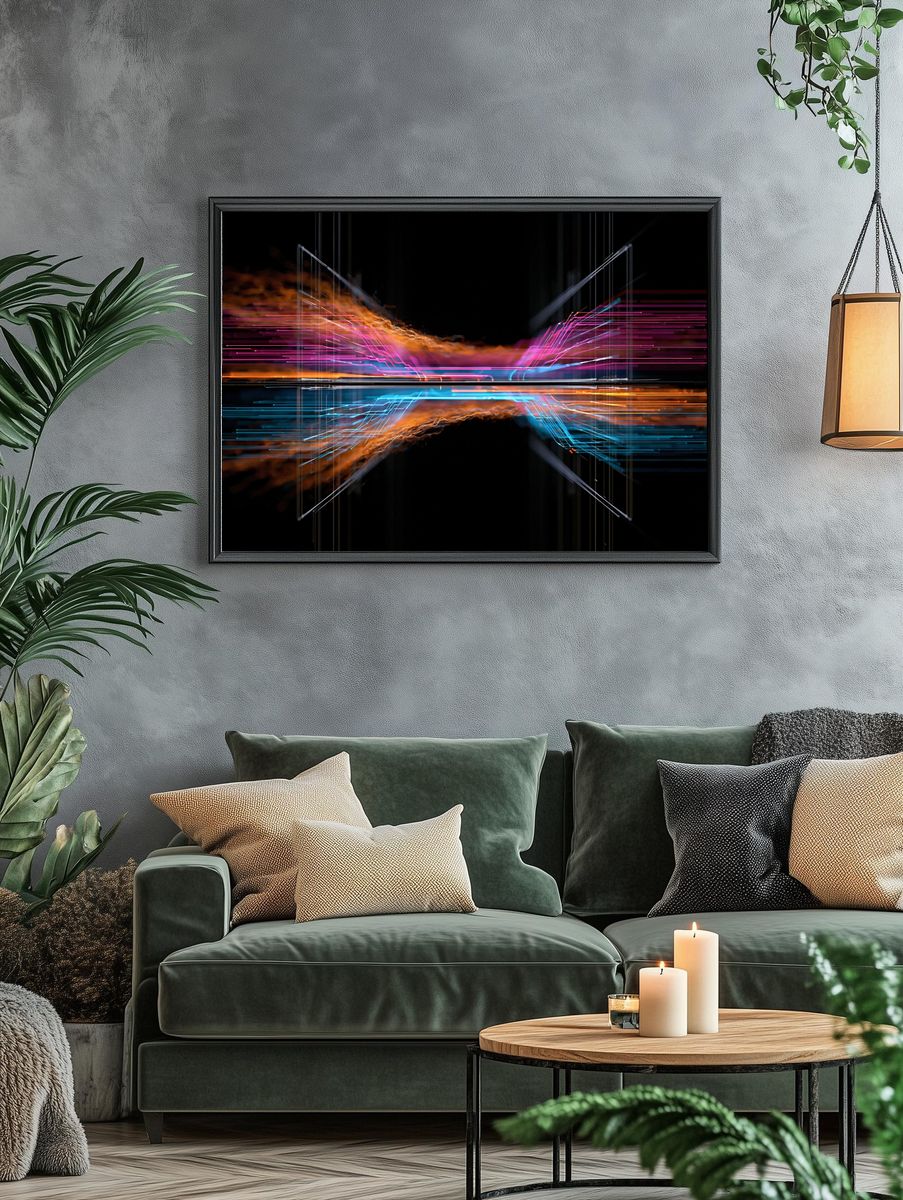 Neon Energy Flow Abstract Poster. — room view 4