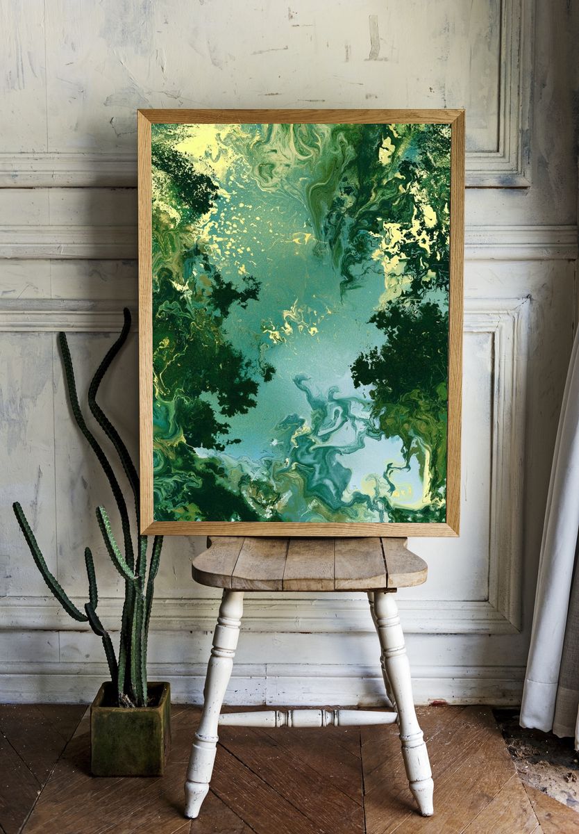 Emerald Marble Abstract Poster. — room view 1