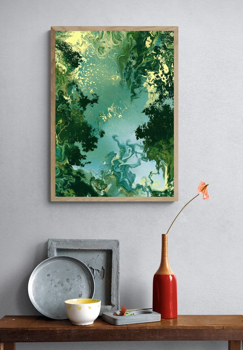 Emerald Marble Abstract Poster. — room view 3