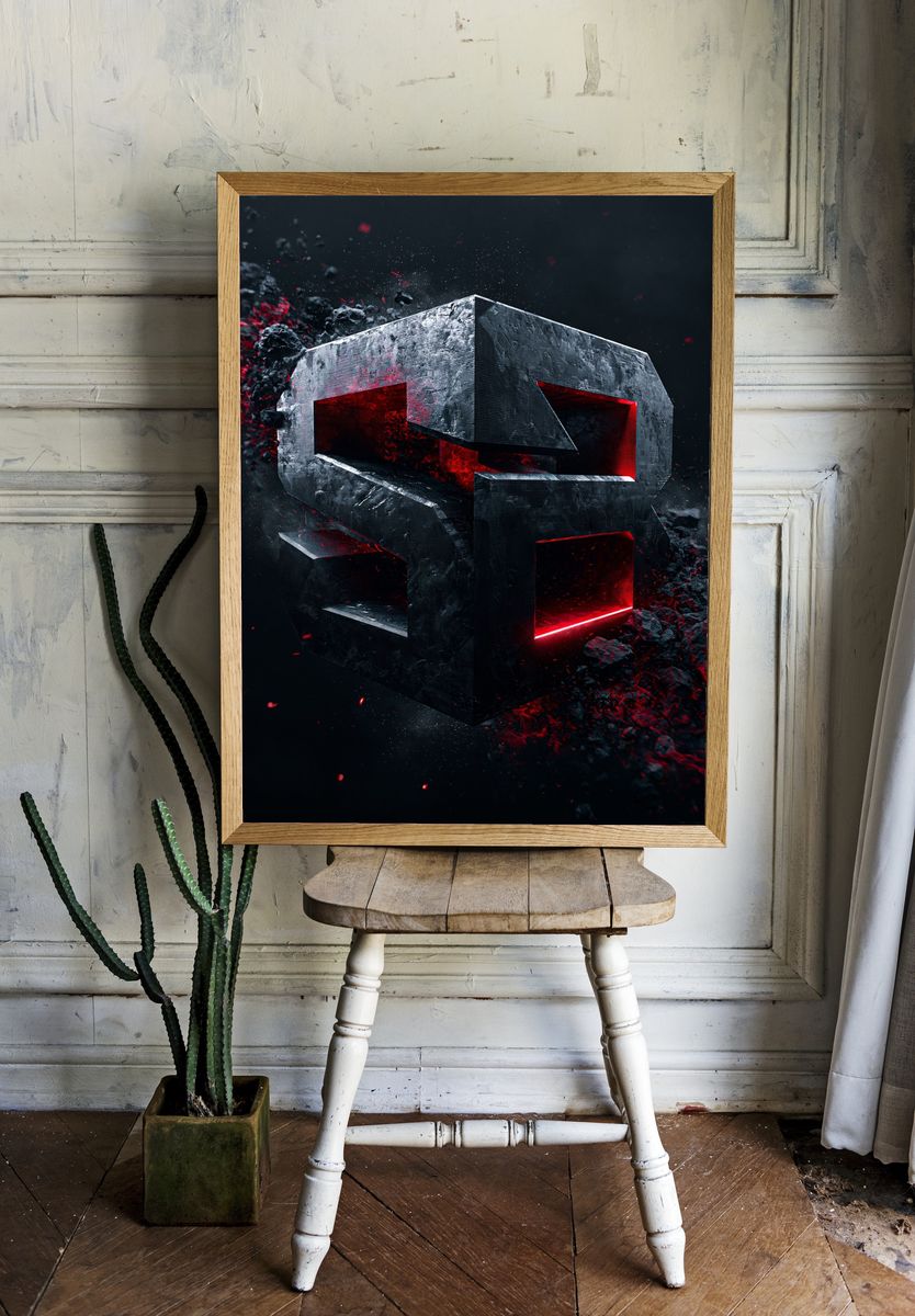 Abstract Red Core Sculpture Poster. room preview