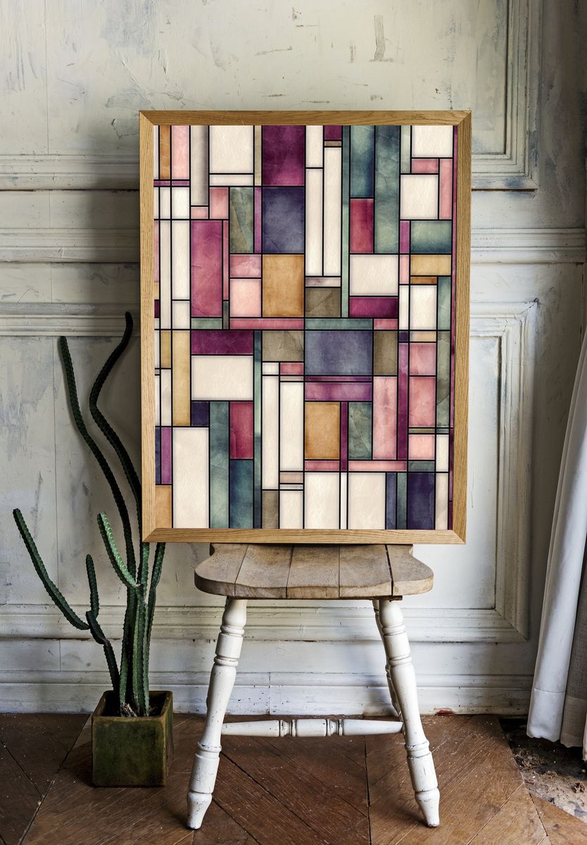 Stained Glass Mosaic Abstract Poster room preview