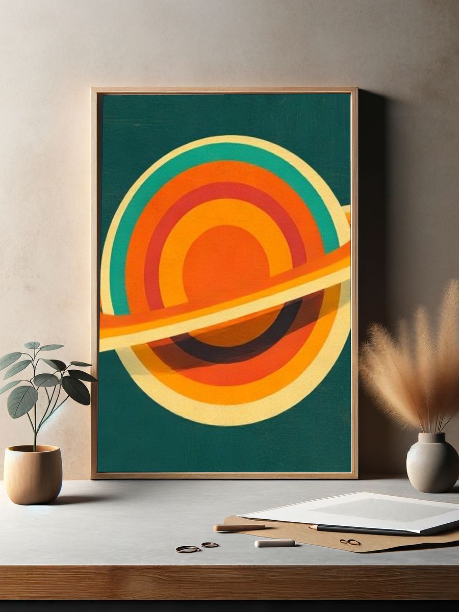 Retro Saturn Abstract Print. — room view 2