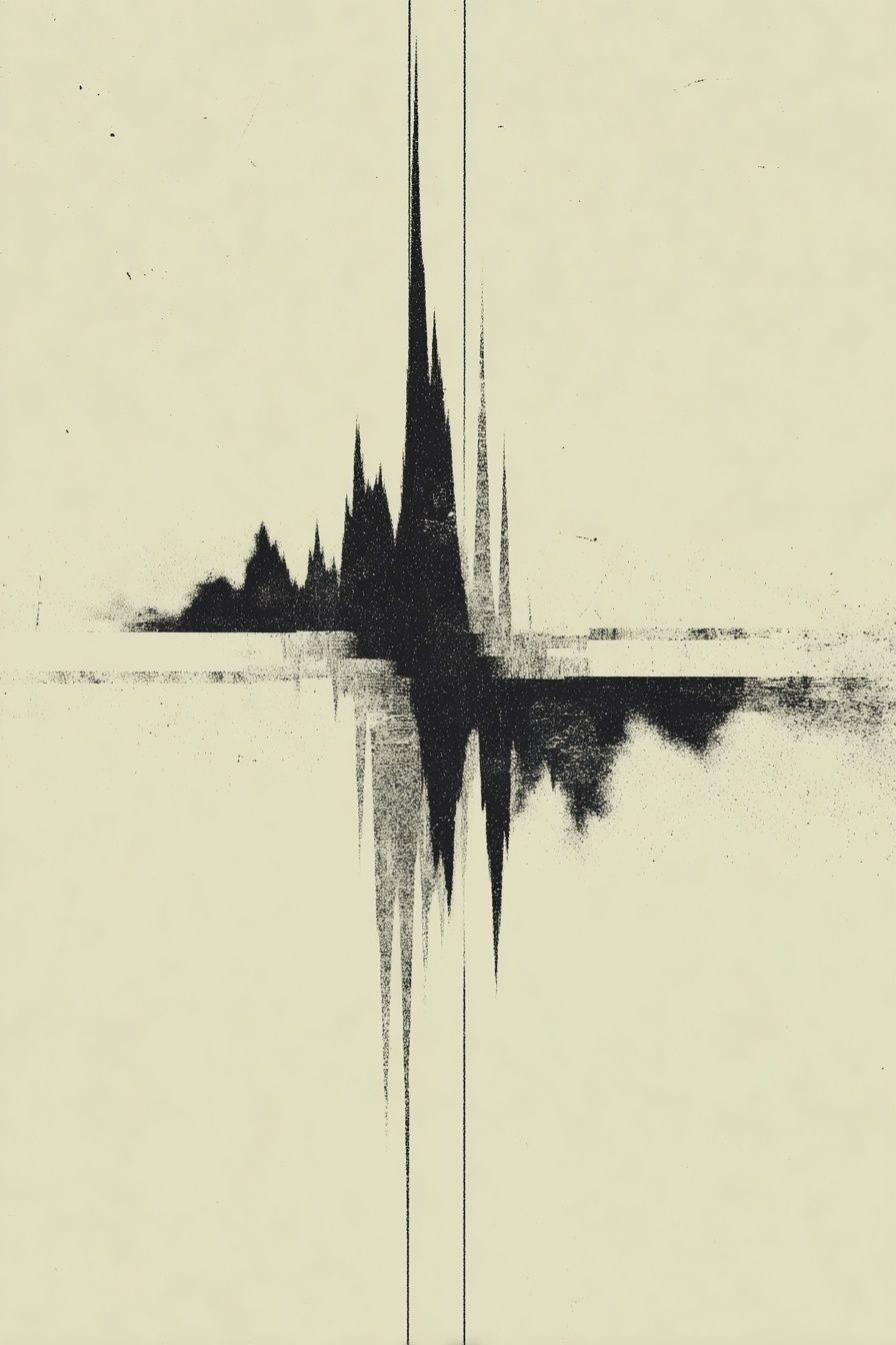 Monochrome Soundwave Abstract Print. poster — abstract art