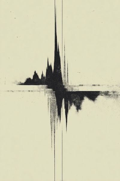 Monochrome Soundwave Abstract Print.