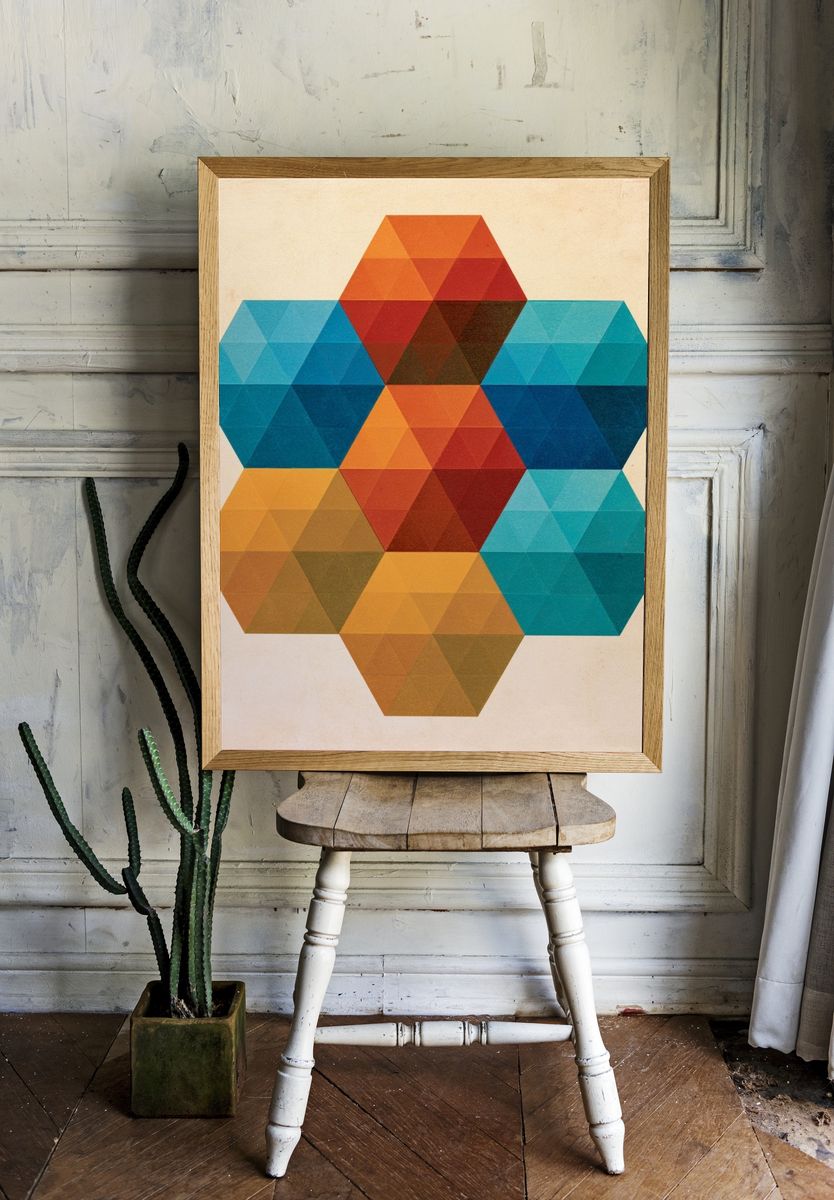Geometric Hexagon Abstract Poster. room preview