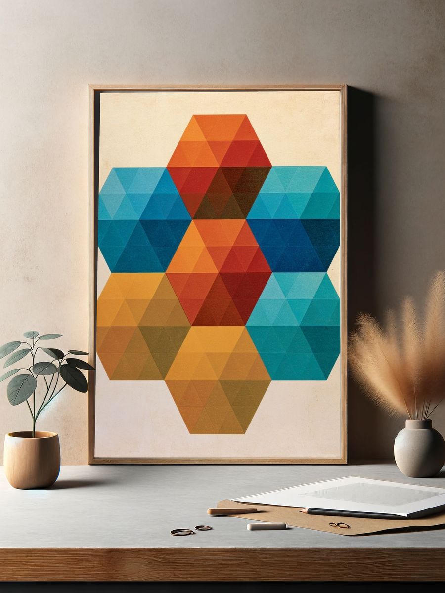 Geometric Hexagon Abstract Poster. — room view 2