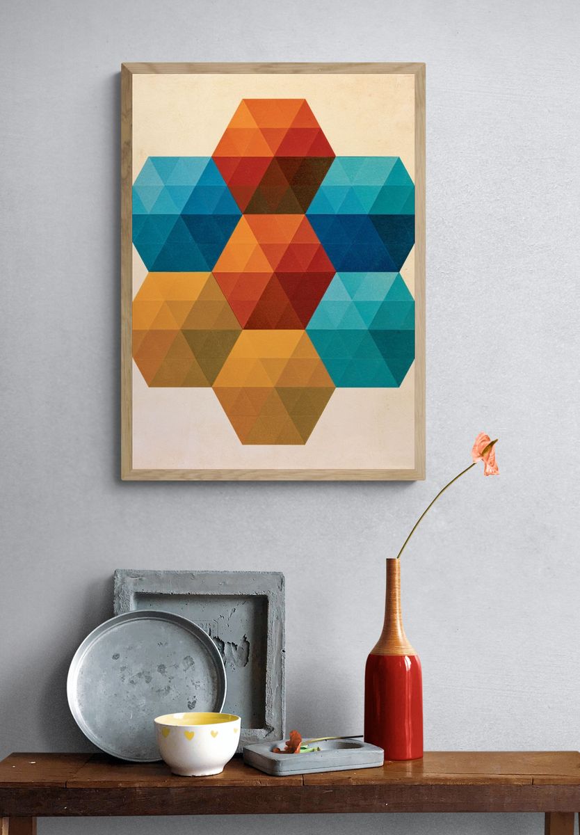 Geometric Hexagon Abstract Poster. — room view 3