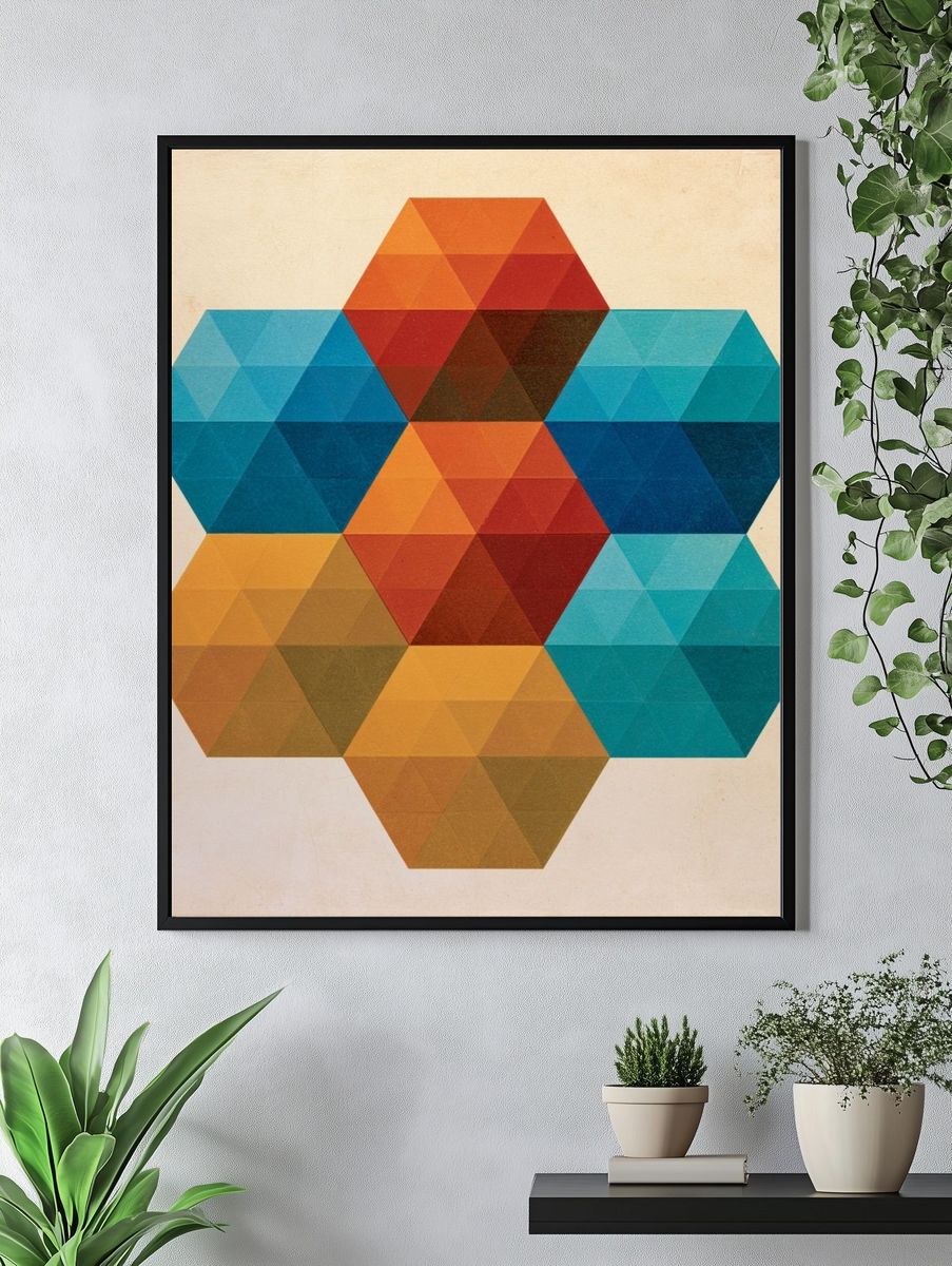 Geometric Hexagon Abstract Poster. — room view 4
