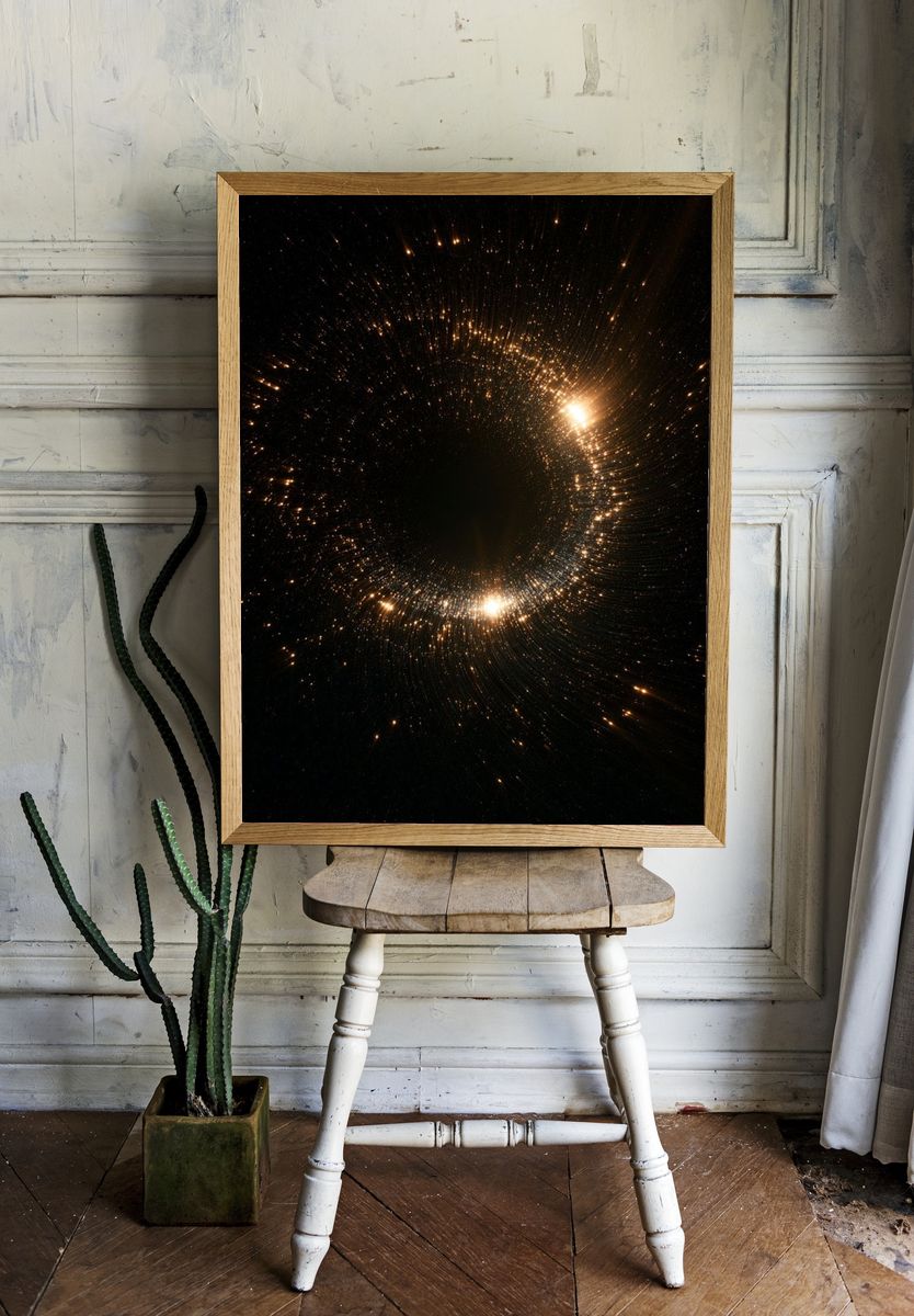Golden Cosmic Spiral Poster. — room view 1