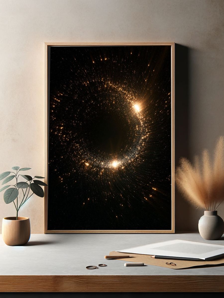 Golden Cosmic Spiral Poster. — room view 2