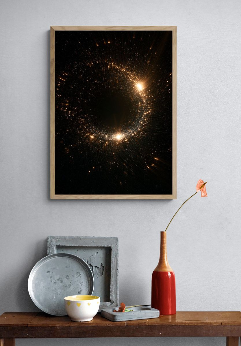 Golden Cosmic Spiral Poster. — room view 3