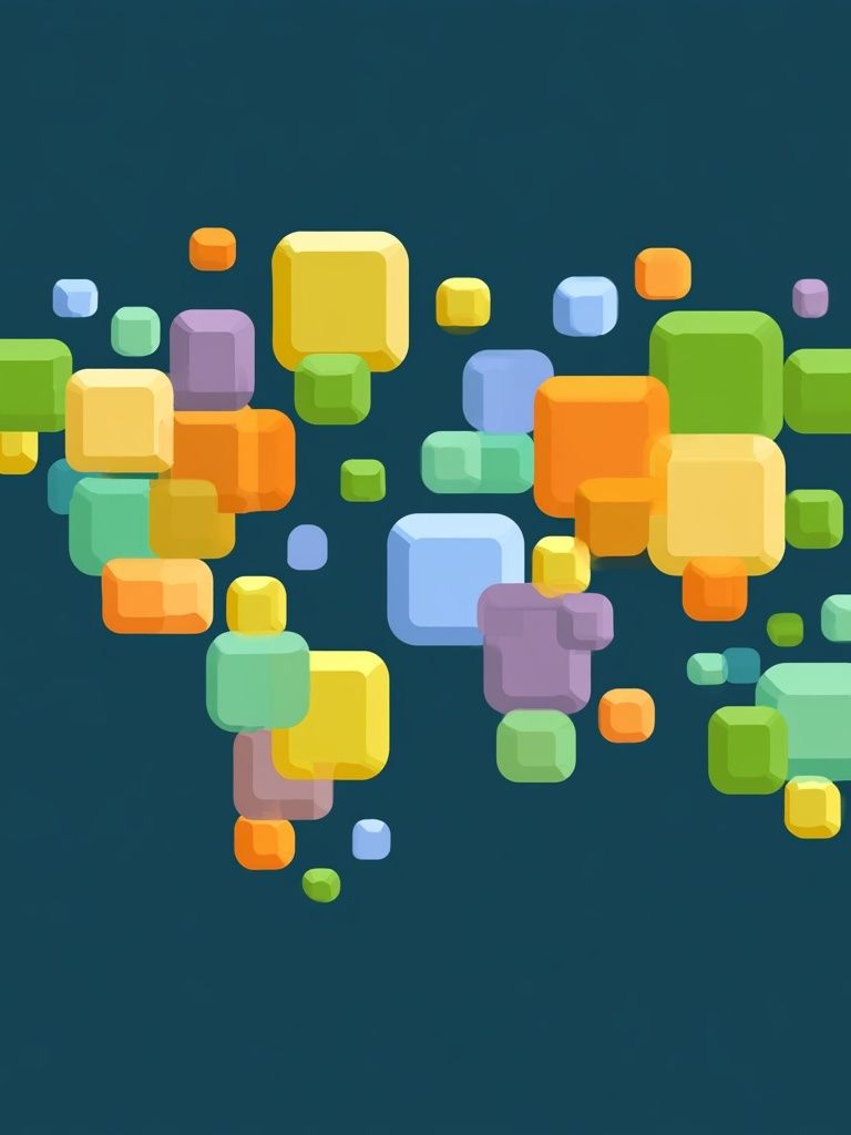 Colorful Floating Squares Abstract Poster. poster detail