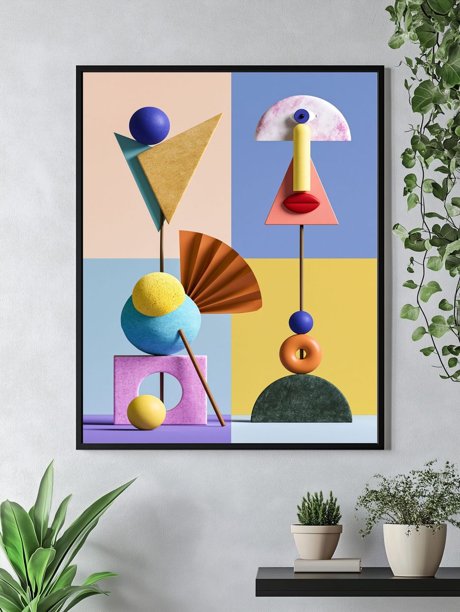 Geometric Faces Abstract Poster. — room view 4