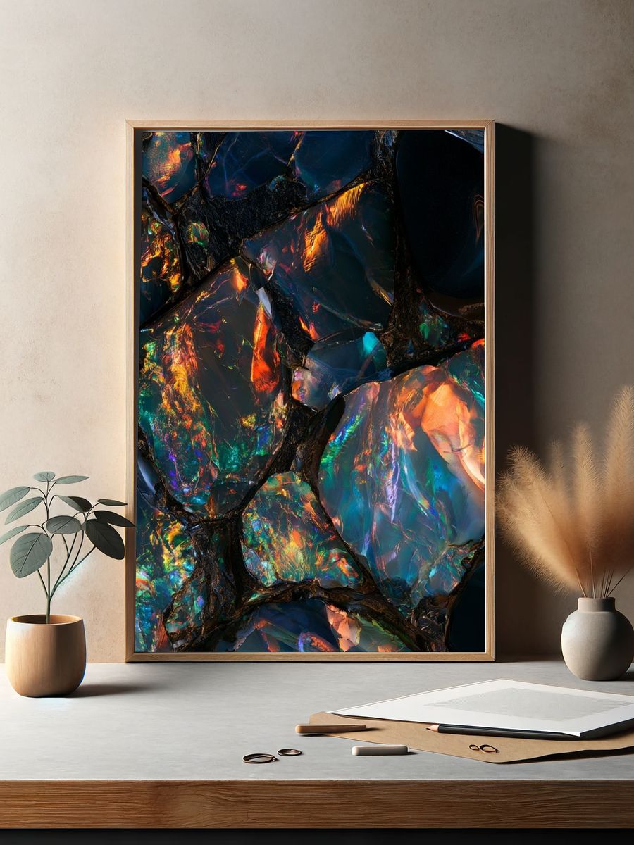 Iridescent Crystal Abstract Poster. — room view 2