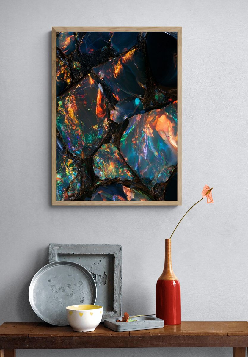 Iridescent Crystal Abstract Poster. — room view 3