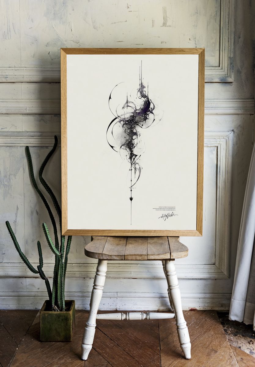 Abstract Ink Spiral Poster. — room view 1