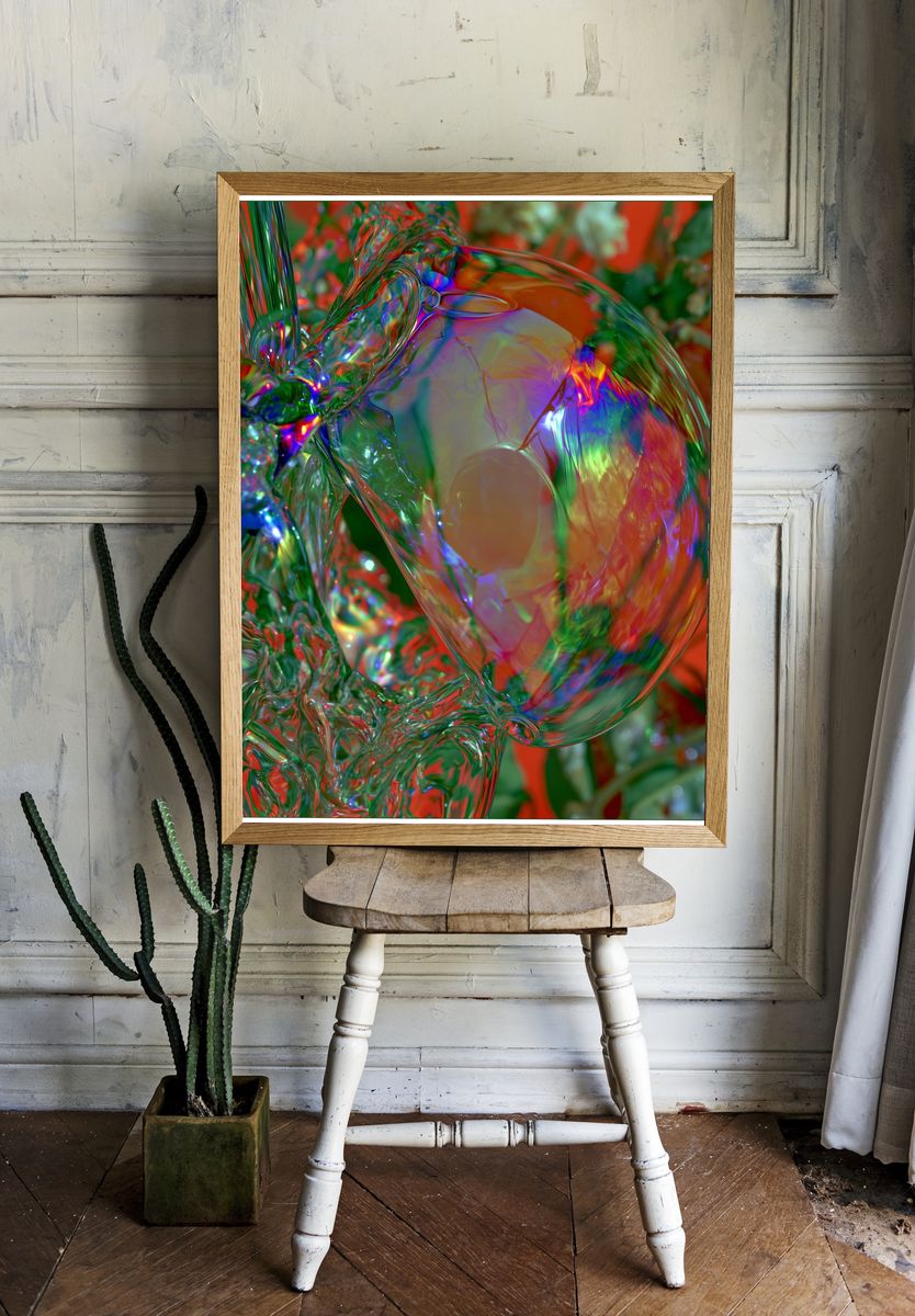 Chromatic Glass Flow Abstract Poster. — room view 1